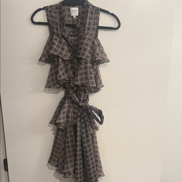 Misa Los Angeles Dresses & Skirts - Misa Los Angeles Navy and Tan Patterned Women's Dress